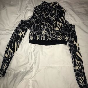 Very Cropped Long Sleeve Shoulder-less Top